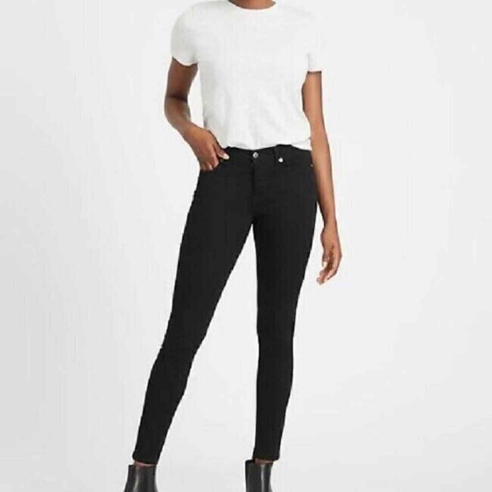 Banana Republic Black Skinny Ankle Jeans Zero Gravity Stretch Size 26 NWT